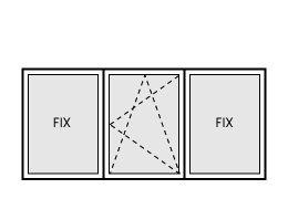 Fix + bukó-nyíló + fix osztott