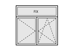 Középfelnyíló bukó-nyíló + fix